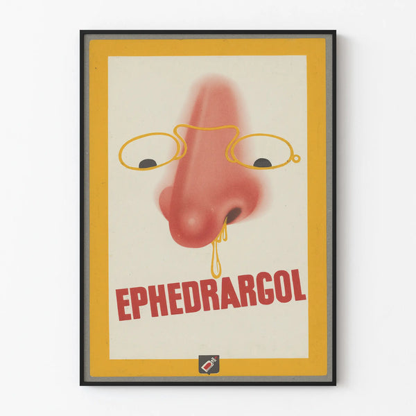 Vintage Poster Ephédrargol - Retro Wall Decoration Nose and Glasses