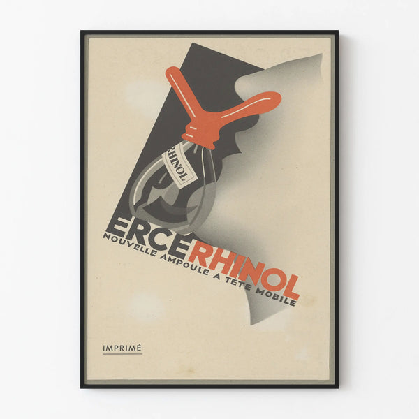 Vintage poster ERCE RHINOL mobile head ampoule