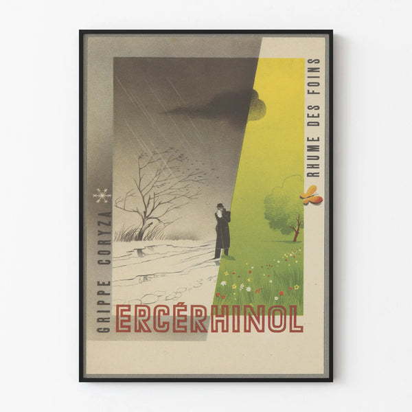 Vintage Poster Ercerhinol Cold, Coryza, Hay Fever