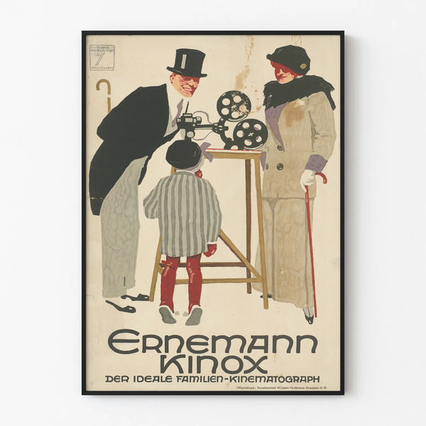 Vintage wall decoration poster Ernemann Kinox family cinema