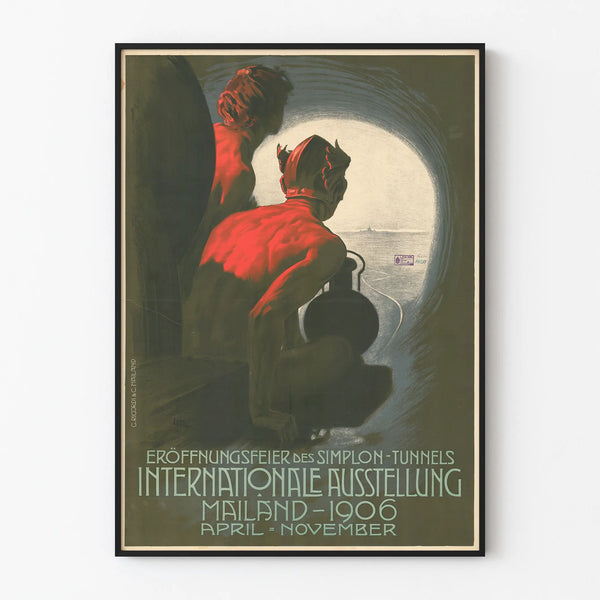 Vintage poster for the 1906 Milan International Exhibition - Simplon Tunnel