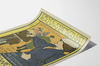 Vintage Poster of the First Elevated Bicycle Path