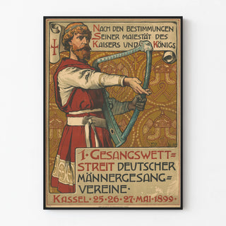 Vintage poster of the German male singing competition Kassel 1899