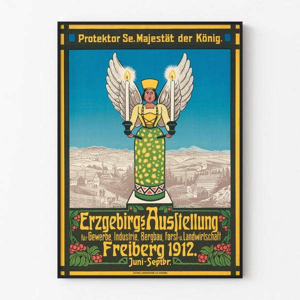 Vintage Poster Exhibition Erzgebirge Freiberg 1912 Wall Decoration