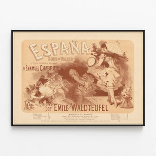 Spain Poster: Suite of Waltzes after Emmanuel Chabrier by Emile Waldteufel — framed artwork on a wall