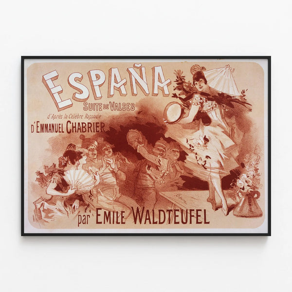 Vintage Spain Poster, Suite of Waltzes, Wall Decoration — framed artwork on a wall