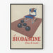 Vintage poster BIODARCINE with dumbbells and blue chair