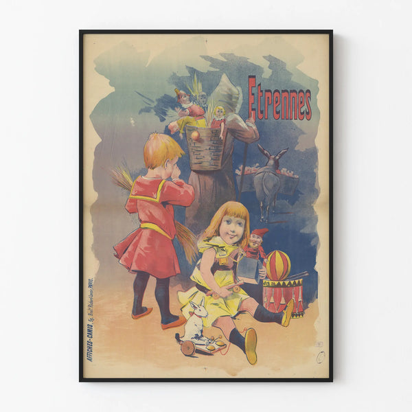 Vintage poster of New Year's gifts for children and toys