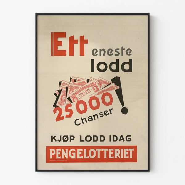 Vintage poster of the Norwegian lottery Pengelotteriet
