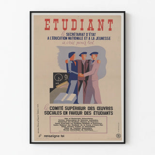 Retro Poster of National Education and Youth for Wall Decoration Student