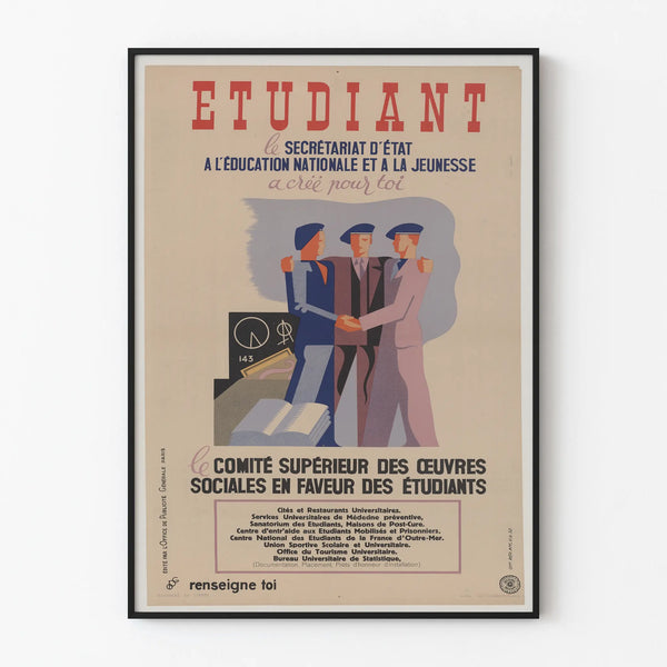 Retro Poster of National Education and Youth for Wall Decoration Student