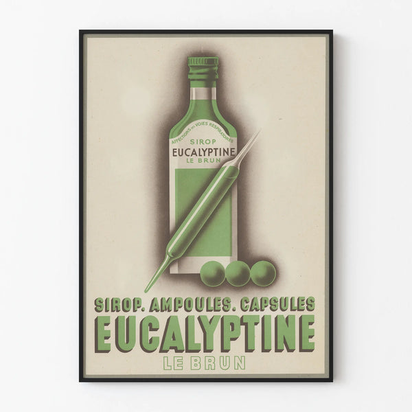 Vintage poster of Eucalyptine Le Brun syrup and capsules