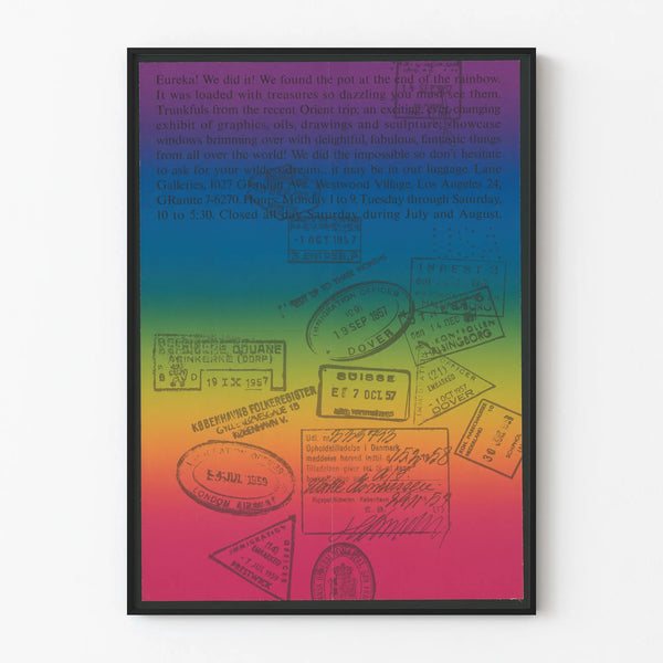 Colorful vintage poster with travel passport stamps