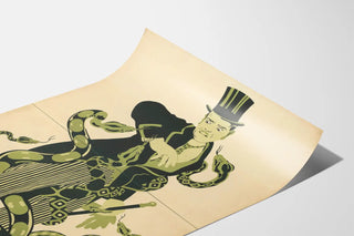 Vintage poster Eva and the snake with man and serpents