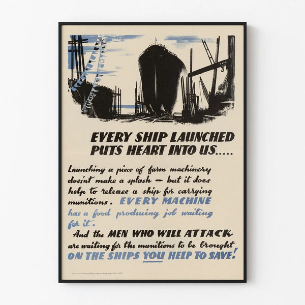 Vintage Decorative Poster of Ships and Ammunition