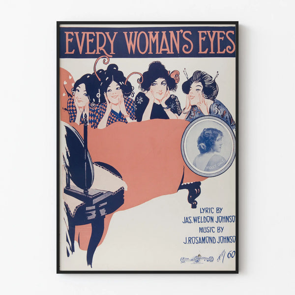 Vintage poster Every Woman's Eyes - Feminine Art Deco illustration