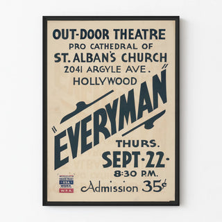 Vintage outdoor theater poster for Everyman in Hollywood