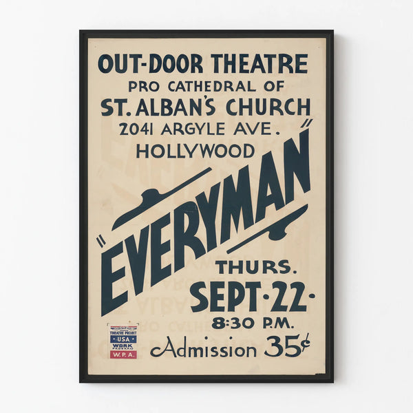 Vintage outdoor theater poster for Everyman in Hollywood