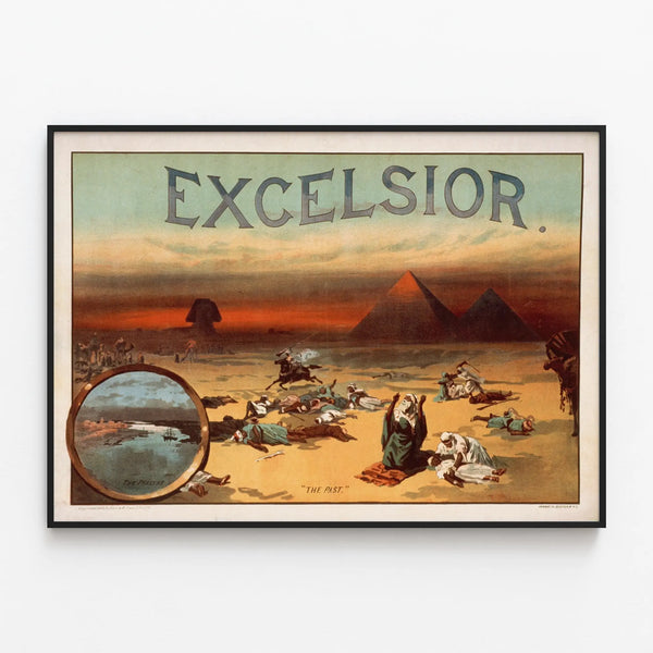 Vintage Decorative Poster Excelsior Ancient Egypt — framed artwork on a wall