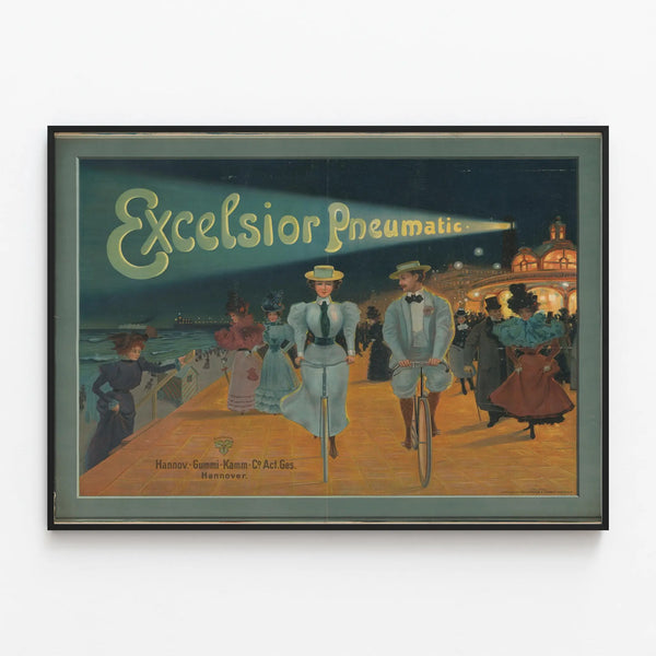 Vintage Excelsior Pneumatic Poster for Wall Decoration — framed artwork on a wall