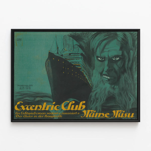 Vintage Poster Excentric Club - Retro and Mysterious Wall Decoration — framed artwork on a wall