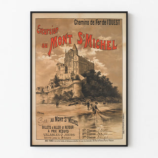 Vintage poster of a trip to Mont Saint-Michel by the Western Railway