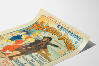 Vintage poster of excursions in Normandy & Brittany, West Railway