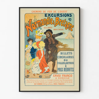 Vintage poster of excursions in Normandy & Brittany, West Railway