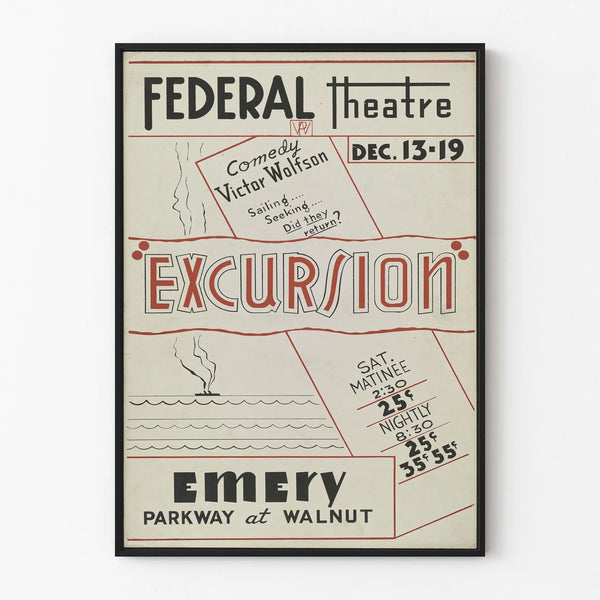 Vintage poster for Excursion Federal Theatre by Victor Wolfson
