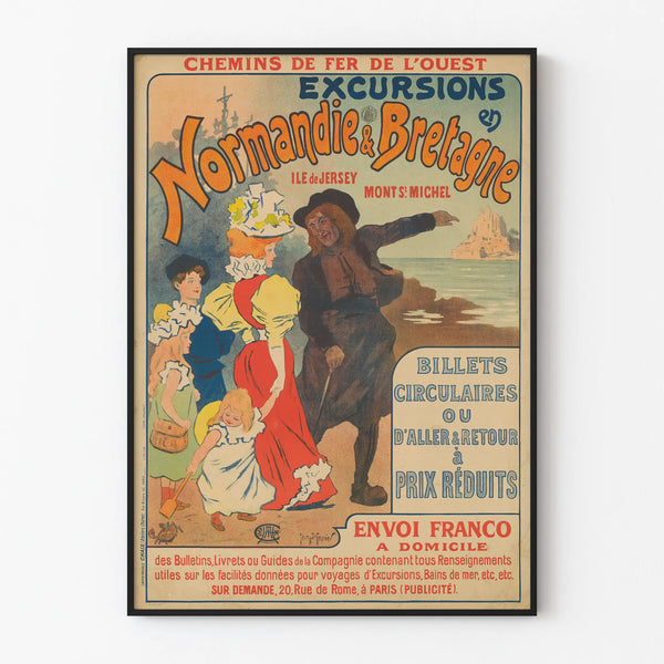 Vintage Poster Excursions Normandy & Brittany - Retro Wall Decoration