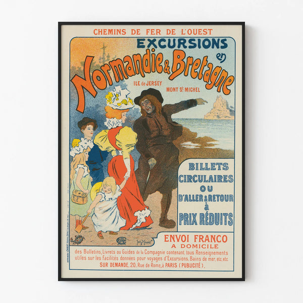 Vintage Poster Excursions Normandy & Brittany - Vintage Wall Decoration