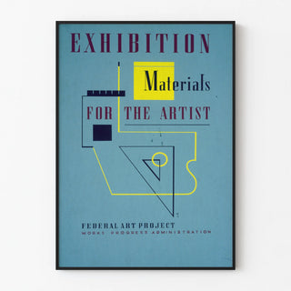 Vintage exhibition poster on materials for artists