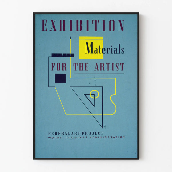 Vintage exhibition poster on materials for artists