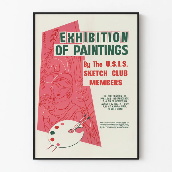 Vintage exhibition poster of paintings by the U.S.I.S. Sketch Club