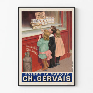 Vintage Poster for Double Cream Cheeses Charles Gervais Promotion