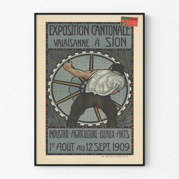 Vintage Poster for the Canton Valais Exhibition in Sion 1909