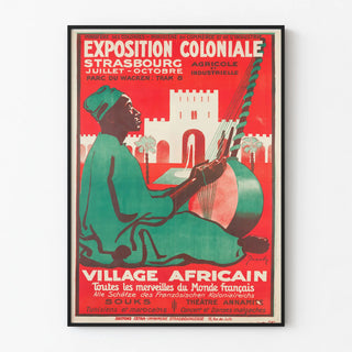 Vintage Poster of the Strasbourg Colonial Exhibition African Village