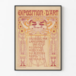 Vintage art exhibition poster at the modern museum