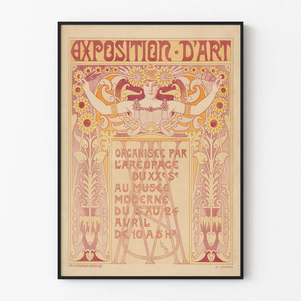 Vintage art exhibition poster at the modern museum