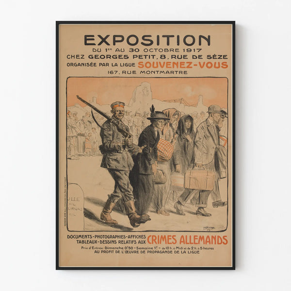 Exhibition poster on German crimes of 1917 - historical wall decoration