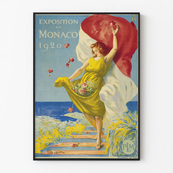 Vintage Poster of the Monaco Exhibition 1920 for Wall Decoration
