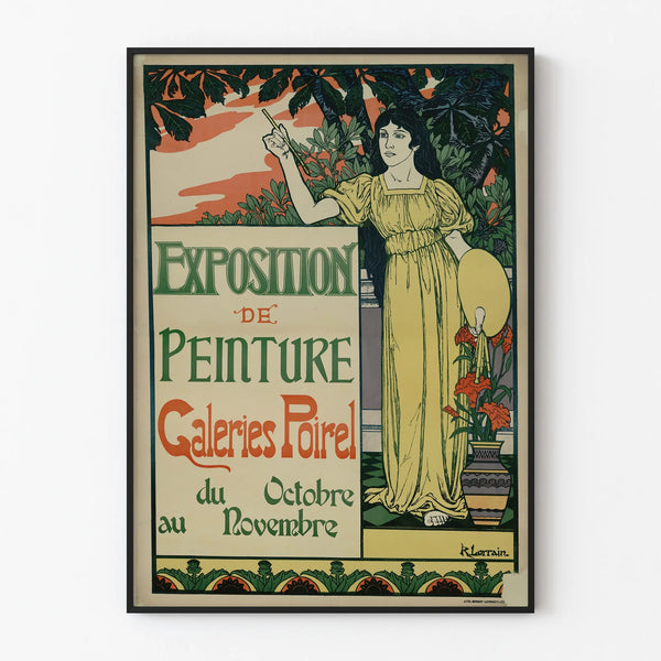 Vintage painting exhibition poster Galeries Poirel
