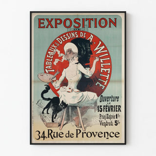 Vintage poster of exhibition paintings and drawings by A. Willette