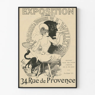 Vintage poster for exhibition of paintings and drawings by A. Willette