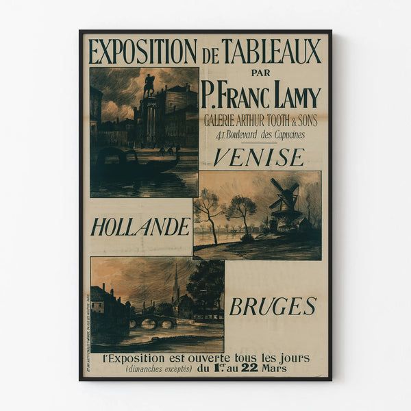 Painting Exhibition Poster by P. Franc Lamy - Venice, Holland, Bruges