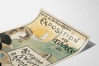 Vintage poster for art exhibition on wood and sea
