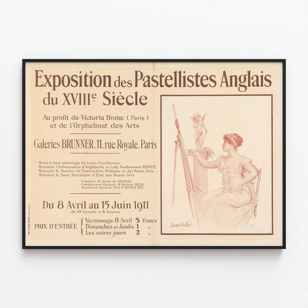 Vintage Wall Decoration Poster of 18th Century English Pastellists Exhibition — framed artwork on a wall