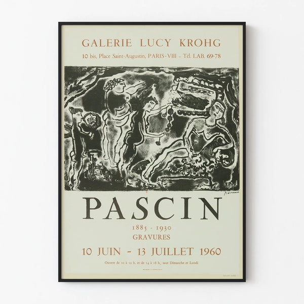 Exhibition poster Pascin Engravings at the Lucy Krohg Gallery 1960