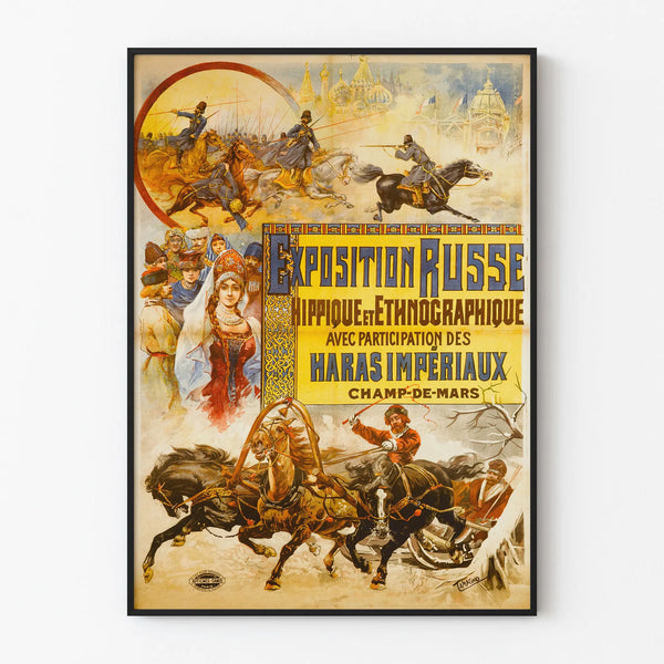 Vintage decorative poster Russian Equestrian and Ethnographic Exhibition