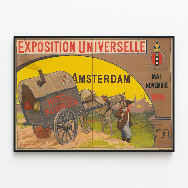 Vintage Poster Universal Exposition Amsterdam 1895 — framed artwork on a wall